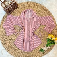 ราคา เสื้อผ้าไหมอิตาลี เสื้อแขนยาวกระดิ่งเว้าไหล่กระดุมหน้า A4221 (22234315675)