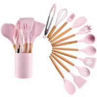 ราคา 12ชิ้น ชุดทำอาหาร ซิลิโคน อุปกรณ์ครัว กระบวยตะหลิว ซิลิโคนคุณภาพสำหรับทำอาหาร พร้อมกระบอกเก็บอุปกรณ์ (21814439695)