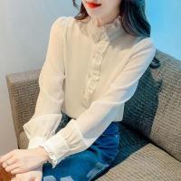 ราคา Chiffon Blouse Women Long Sleeve Pink Shirt Korean Style Fashion Elegant Tops 2024 New (20699202128)