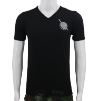 ราคา เสื้อยืด เสื้อซับใน ตำรวจ ตร คอวี สีขาว สีดำ สกรีนสีมุกเงิน ตราโล่ ตำรวจ ROYAL THAI POLICE (9033515216)
