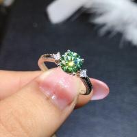 ราคา Super Shining Hearts And Arrows Rings Imitation Green Moissanite Diamond 1 Carat 925 Sterling Silver Open Adjustable Ring Jewelry (18495294212)