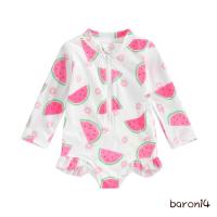 ราคา goya289 ชุดว่ายน้ำเด็กผู้หญิงฤดูร้อนพิมพ์ผลไม้จีบแขนยาว Monokini ชุดว่ายน้ำเด็ก (22091001533)