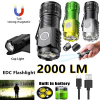ราคา Super Bright Mini 3LED Flashlight With Pen Clip And Tail MagnetBuiltin Battery USB Charge Outdoor Portable Torch Emergency Lamp For Outdoor Camping Fishing Flashlight (21248102813)