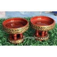 ราคา ขันโตกสีแดงทองโบราณ 6 นิ้ว ขันโตก ขันโตกไม้ พานขันโตก (9171788974)