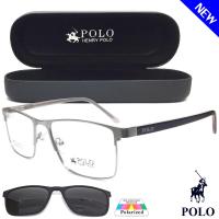 ราคา แว่นตา คลิปออน Fashion Polarized รุ่น POLO 3869 กรอบแว่นตา สำหรับตัดเลนส์ กรอบเต็ม แว่นแฟชั่น ชาย หญิง ทรงสปอร์ต sport วัสดุ สแตนเลส stainless steel ขาสริง (8260013269)