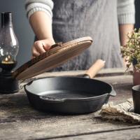 ราคา Nonstick Frying Pan Cast Iron Pan Skillets with Wooden Handle Nonstick Frying Pan 25cm (18709791927)