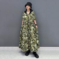 ราคา XITAO Hooded Print Sun proof Dress Casual Fashion Zipper Splicing Long Sleeve Women 2024 Summer New Loose Blouse Dress ZY8795 (22030563043)