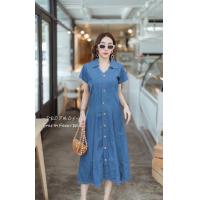 ราคา ชุดเดรสยีนส์กระดุมเรียงหน้าแขนสั้น ทรงหลวมใส่สบายสไตล์เกาหลี เดรสใส่เที่ยวชิวๆ (15822895072)