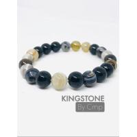 ราคา กำไลหินนำโชค อาเกต สีน้ำตาลดำ พลังแห่งความเชื่อมั่น สร้อยข้อมือหินแท้ Agate (22094190023)