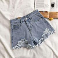 ราคา ขนาดพิเศษ Celana Pendek Denim หลุมหลวมเอวสูงของผู้หญิง (21723626158)