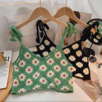 ราคา เสื้อลายเดี่ยวถักแฮนเมดผูกไหล่ ้ตัวสั้นแบบเอวลอย Y71 (21471025073)