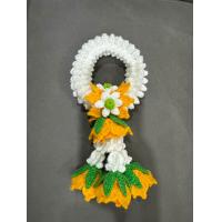 ราคา พวงมาลัยถักโครเชต์ crochet ดอกปลายแหลม พวงมาลัยห้อยกระจกรถ (22077419831)