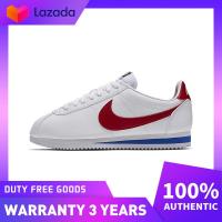 ราคา เคาน์เตอร์ของแท้ Nike Classic Cortez Leather White Red Running Shoes 807471 103 (22092390445)