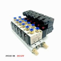 ราคา Solenoid Valve 4V210 08 2 Positions 5 Way AC 220V DC 24V DC 12V Pneumatic Valve Aluminum Base Fitting Mufflers Set 6 Stations (4632636436)