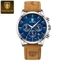 ราคา นาฬิกา POEDAGAR สำหรับผู้ชายนาฬิกาข้อมือควอตซ์หนังนาฬิกาข้อมือลำลองผู้ชายนาฬิกากีฬาแท้ปฏิทินเรืองแสงกันน้ำนาฬิกาแฟชั่นผู้ชาย (21443305366)