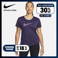 ราคา Nike Womens Dri FIT Swoosh HBR Tee Purple Ink (22149486226)