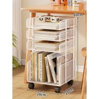 ราคา ตู้หนังสือเหล็กเคลื่อนที่พร้อมล้อสําหรับโฮมออฟฟิศโต๊ะหนังสือชั้นวางของด้านข้างสําหรับหนังสือและเอกสาร (22251998204)