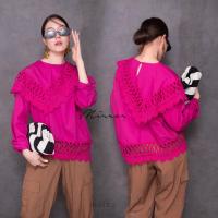 ราคา tf นางแบบใส่ชุดขาย Ex Scarf LaCe Top เสื้อปกเก๋ ปกเป็นเหมือนผ้าคลุมไหล่ ดีไซน์ผ้าเฉลียง ชายแต่งลูกไม้ฉลุสวย แพทเทิร์นเก๋ๆ ทรงสวยแมทช์ง่าย สวยโดดเด่น (22222261431)