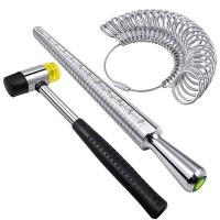 ราคา Ring Sizer Measuring Tool Set Including Ring Mandrel Metal Ring Sizer Gauge Kit Rubber Jewelers Mallet Hammer (21505618351)
