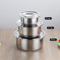ราคา ชุดหม้อแขก3ใบ ชุดทำครัว ขนาด 15 17 19 ซม ชุดหม้อสแตนเลสแท้ ชุดเซ็ทหม้อแขกสแตนเลส3ชิ้น (2221442113)