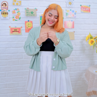 ราคา เสื้อคลุม ผ้าร่อง สาวอวบ A151 เสื้อทรงครอปสาวอวบ เสื้อกระดุมหน้าแขนยาวผ้าร่อง (21995575139)