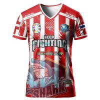 ราคา เสื้อยืด oversize เสื้อกีฬาแฟชั่นพิมพ์ลาย ฉลาม คอวี ใส่เล่น เที่ยว วิ่ง ออกกำลังกาย ผ้าไมโครสปอร์ต เบาสบายระบายอากาศ พิมพ์ลายทั้งตัว เสื้อฟุตบอลยูโร (22155919358)