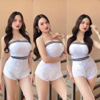 ราคา D จั้มสูทขาสั้น ผ้ากำมะหยี่ลายน้ำ เสริมฟองน้ำ ทรงสวย (22297557500)