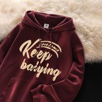 ราคา เสื้อวอร์มสำหรับทั้งหญิงและชายทรงหลวมแขนยาว Hoodie อเมริกันวินเทจพิมพ์ลายตัวอักษรแฟชั่น (19077972967)