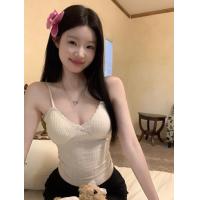 ราคา เสื้อผู้หญิง สีขาว สีดำ ฤดูร้อน เสื้อสายเดี่ยว เสื้อแขนกุด สายเดี่ยว เสื้อคล้องคอ ลายลูกไม้ รัดรูป เอวลอย สไตล์เกาหลี (22239254728)