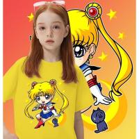 ราคา เสื้อยืดผ้าฝ้ายพิมพ์ลายขายดี เซเลอร์มูนเสื้อยืด Sailor moon น่ารัก เสื้อยืดเด็ก 100 150cm 24 (21921127796)