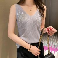 ราคา HIHONEY เสื้อแขนกุดคอวีผู้หญิง เสื้อไหมพรมผ้าวิ้งๆ ผ้านิ่มใส่เย็นสบาย (21523400205)