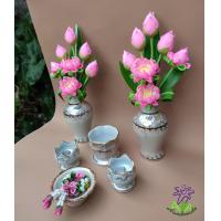 ราคา แจกัน ดอกบัว ชุดเบญรงค์ โต๊ะหมู่บูชา งานดินปั้น ขนาดกลาง แถมพวงมาลัย ชุดไหว้พระ (7790961000)