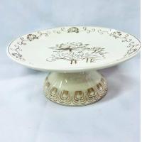 ราคา พาน พานกระเบื้อง เชรามิก พานผลไม้ พานลายนูนลายดอกบัวเขียนทอง ขนาดกว้าง7นิ้ว 8นิ้ว พร้อมส่ง (16289159495)