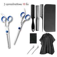 ราคา พร้อมส่ง ชุดกรรไกรตัดผม 10PCS กรรไกรตัดผม กรรไรซอยผม ผ้าคลุมผม หวีผม อุปกรตัดผมมืออาชีพ เซ๊ทตัดผม ชุดตัดผม อุปกรณ์ตัดผม (21264812477)