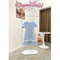 ราคา S XL 9274 งานป้าย Dress World ชุดเดรสสั้นผ้าทอลายนูน แต่งลูกไม้ งานเรียบหรู ดูแพง (21599374373)