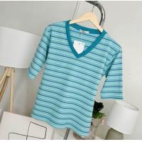 ราคา 049เสื้อยืดคอวีแขนสามส่วน ลายริ้ว (21993701320)