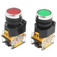 ราคา 2pcs 22mm Mount 10A 380V DPST Red Green Momentary Push Button Switch (21321125575)