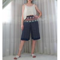 ราคา กางเกงแพนเค้ก ขาสั้น ผ้าฝ้ายพิมพ์ลาย เอวสม๊อกหลัง (17426572753)