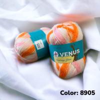 ราคา ไหมพรมเส้นเล็ก สีเหลือบ 4ply 80กรัม ตราวีนัส VENUS A0013 (19572445704)