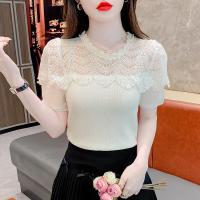 ราคา YIMEI เสื้อลูกไม้แขนสั้นสีขาวเข้ารูปพอดีใหม่สำหรับฤดูร้อนเสื้อยืดถักลูกไม้สีขาวแขนสั้นลายดอกบัวฝรั่งเศส2024ใหม่ (22026833566)