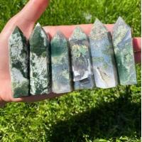 ราคา หอคอยหินโมราตะไคร่น้ำธรรมชาติจุดอาเกตสีเขียวมอส6 7ซม หอคอยอัญมณี ไม้โมรามอส หอคอยจักระ จุดหอคอยคริสตัล (12973265716)