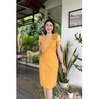 ราคา ชุดเดรสผ้าฝ้ายทอลายมัดหมี่ ผ้าทอชินมัย (22337832558)