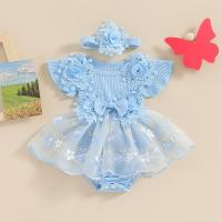ราคา ชุด2ชิ้นลายดอกไม้แขนชุดฤดูร้อนบินสำหรับเด็กผู้หญิงชุด Tulle ชุดเอี๊ยมลายปักลายดอกไม้พร้อมเซ็ตที่คาดผม (21939426484)