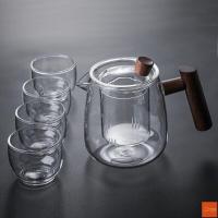 ราคา FOURETAW 480ML Glass Teapot Wood Handle Chinese Tea Ceremony Transparent Teawear Set Cup Filter High Boron Silicon Janpanese Pot Pots Pans (19621472343)