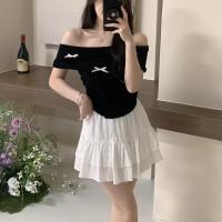 ราคา YIYI SHOP เสื้อไหมพรมผู้หญิง ปาดไหล่ เอวจั๊ม แต่งโบว์ น่ารัก รุ่นE329 (21949277616)