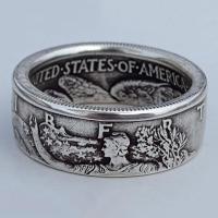 ราคา Creativity Half Dollar Coin Vintage Silver Stainless Steel Men Women Fashion Jewelry Punk Rings Cincin (13918662621)