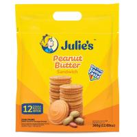 ราคา Julie จูลี่ย์ ขนมปังสอดไส้เนยถั่วแบบถุง ขนาด360กรัม (22227197772)