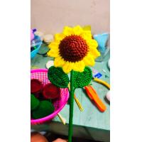 ราคา ดอกทานตะวันถักไหมพรม ดอกไม้ถัก ดอกไม้โครเช ดอกไม้ถักพร้อมก้าน (21498197489)