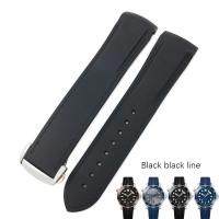 ราคา 18mm 19mm 20mm 21mm 22mm Rubber Silicone Watch Bands For Omega Seamaster 300 speedmaster Strap Seiko Watchband blue black orange (15200988776)