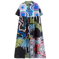 ราคา XITAO Asymmetrical Print Shirt Dress Loose Fashion Contrast Color Splicing Simplicity Summer New Women Dress 2024 WLD20220 (22162619671)
